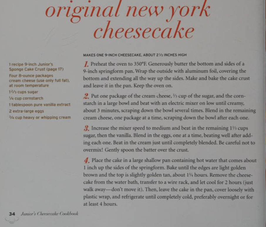 Screenshot from the Junior's cookbook
